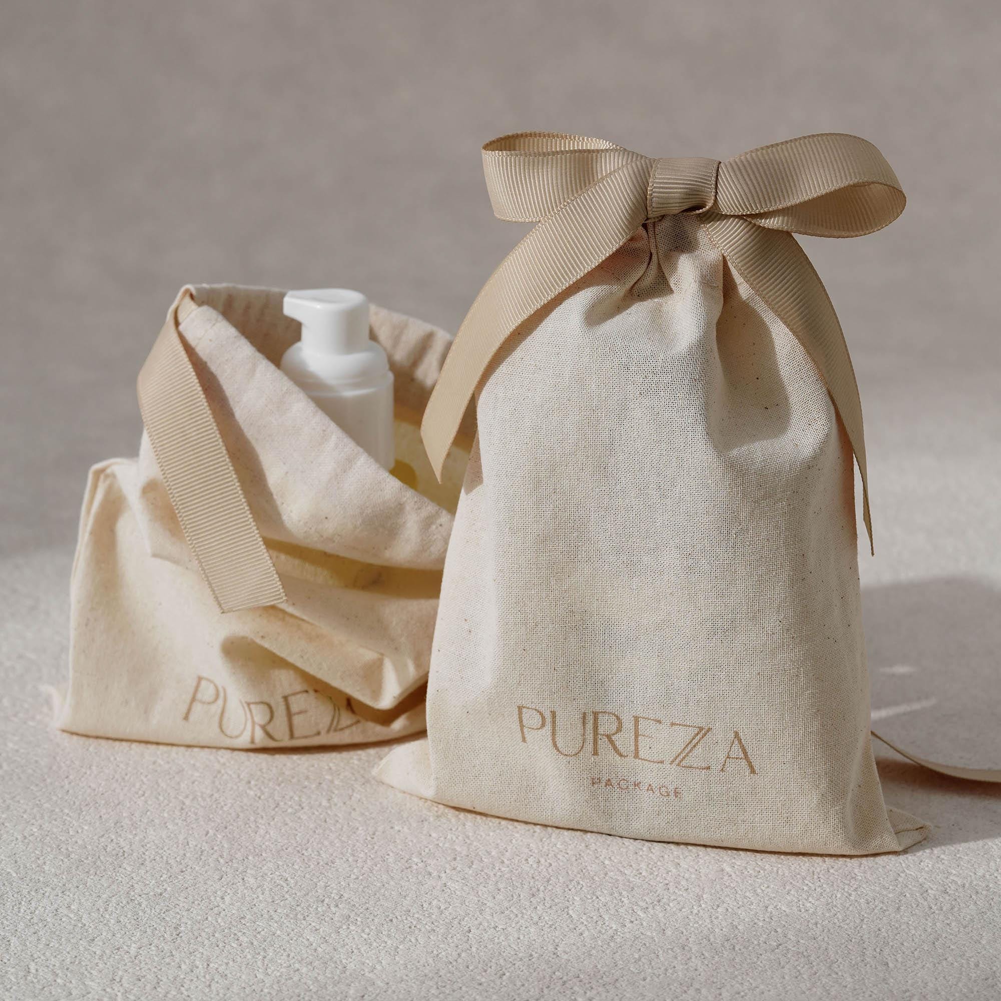 Luxury Skincare Gifts - حقيبة قطنية طبيعية قابلة للتخصيص برباط،